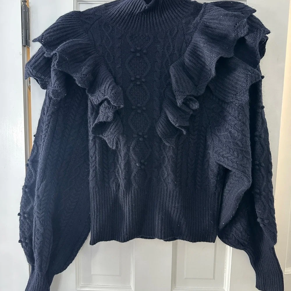 Autumn Cashmere Victorian Cable Knit Ruffled Sweatee - Picture 6 of 16